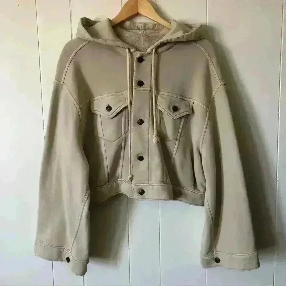Free People CHAQUETA DREAMERS Cropped Hooded Jacket Size S/P - Picture 5 of 14
